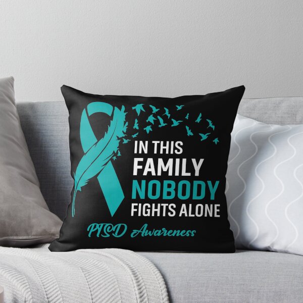 Item preview, In This Family Nobody Fights Alone PTSD Awareness Feather Ribbon designed and sold by frechettee.