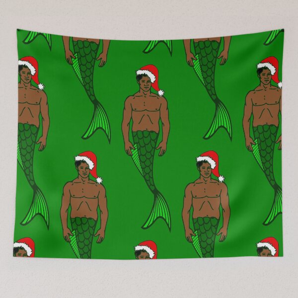 Item preview, santa african black merman christmas mermaid designed and sold by Gossip Rag.