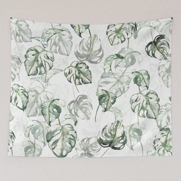 Item preview, Monstera Deliciosa Variegata watercolor seamless pattern  designed and sold by ani-eni.