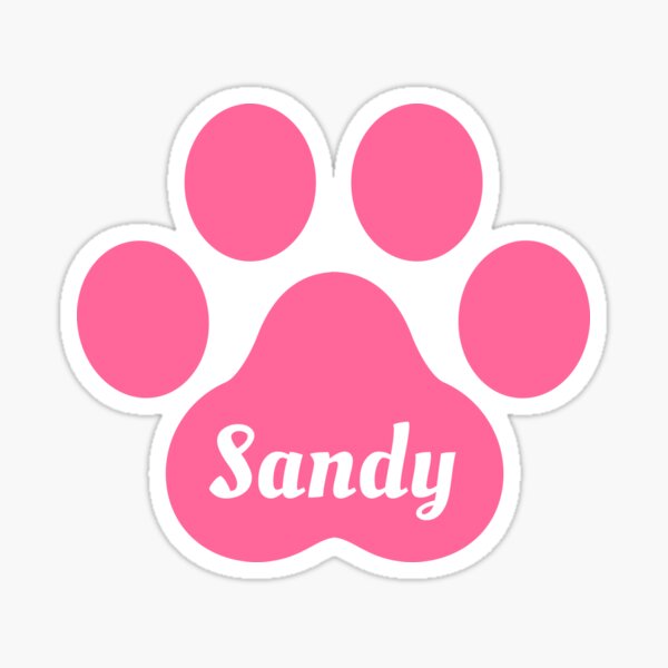 Pink paw and name Sandy Sticker