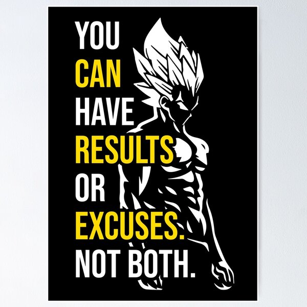 Item preview, Results vs Excuses - Vegeta Gym Motivational designed and sold by gohanflex.