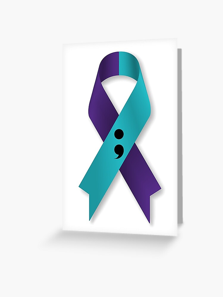 semicolon; suicide awareness/prevention ribbon (for white shirt)" greeting card by jennyzhang redbubble semicolon; suicide awareness/prevention ribbon