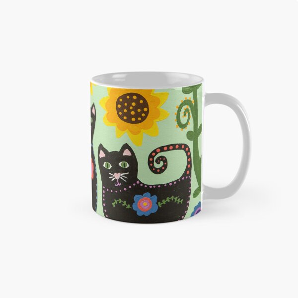Item preview, Three black cats in the garden- hand painted designed and sold by waterlily-joy.