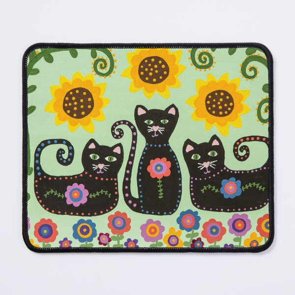 Item preview, Three black cats in the garden- hand painted designed and sold by waterlily-joy.