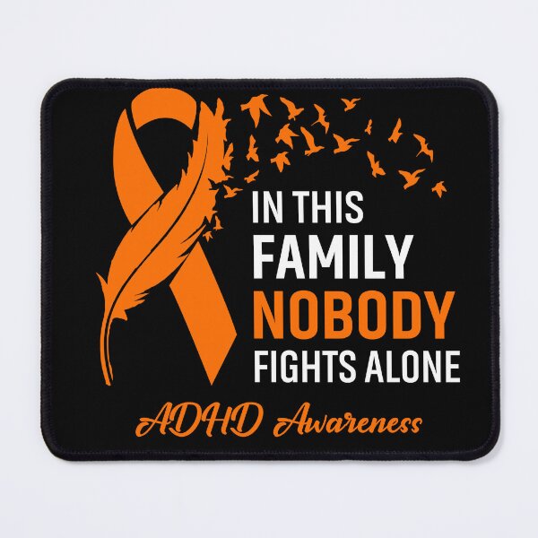 Item preview, In This Family Nobody Fights Alone ADHD Awareness Feather Ribbon designed and sold by frechettee.