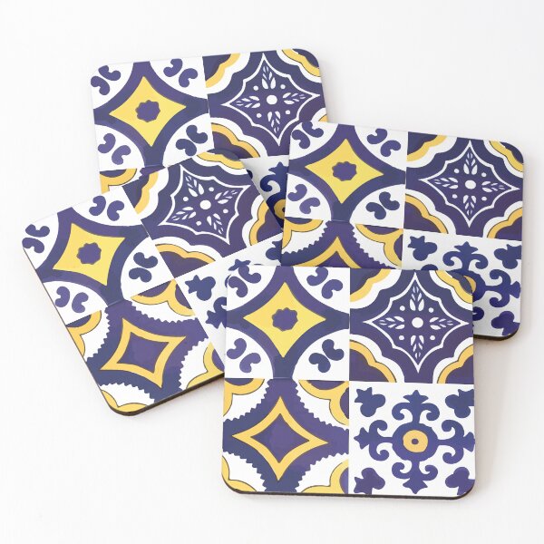 Item preview, Navy blue geometric mix print mexican talavera tiles modern azulejo interior design designed and sold by T-Mex.