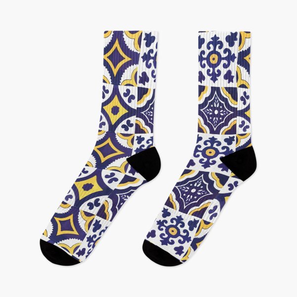 Item preview, Navy blue geometric mix print mexican talavera tiles modern azulejo interior design designed and sold by T-Mex.