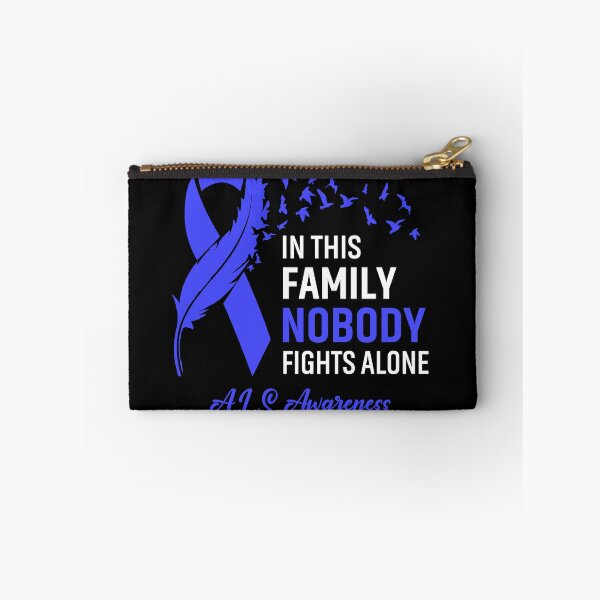 Item preview, In This Family Nobody Fights Alone ALS Awareness Feather Ribbon designed and sold by frechettee.