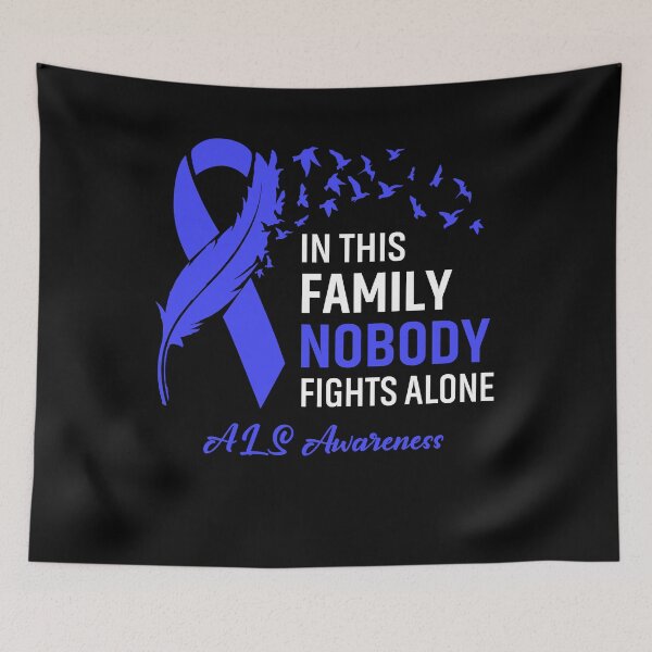 Item preview, In This Family Nobody Fights Alone ALS Awareness Feather Ribbon designed and sold by frechettee.
