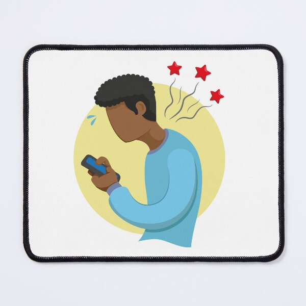 Item preview, illustration about text neck syndrome, afro descendent man designed and sold by LucianoCosmo.