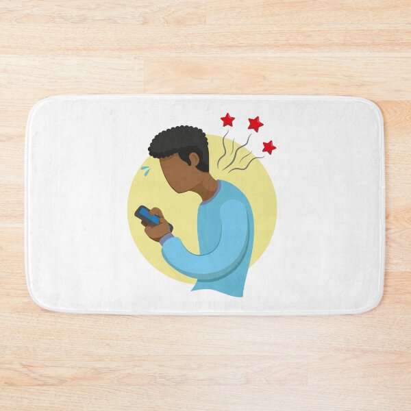 Item preview, illustration about text neck syndrome, afro descendent man designed and sold by LucianoCosmo.
