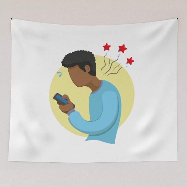 Item preview, illustration about text neck syndrome, afro descendent man designed and sold by LucianoCosmo.
