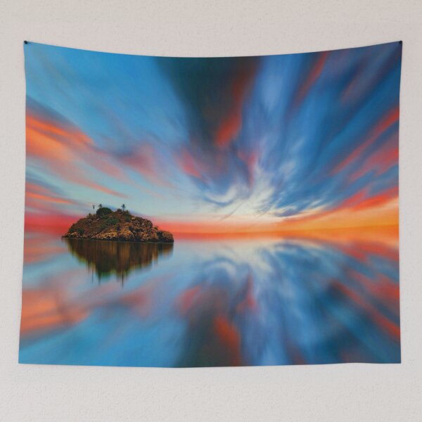 Item preview, WATERSCAPES #31 - Island on Sea of Blue and Orange Reflection designed and sold by DEL-Productions.