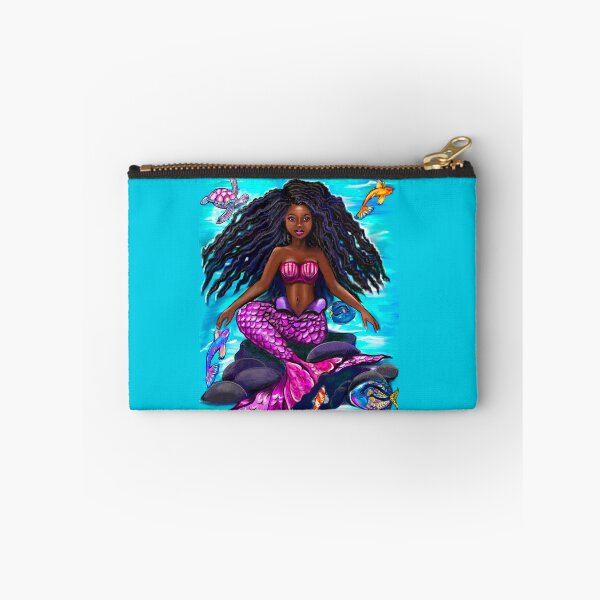 Item preview, Black mermaid with flowing locks , brown eyes Afro hair and caramel brown skin designed and sold by Artonmytee.