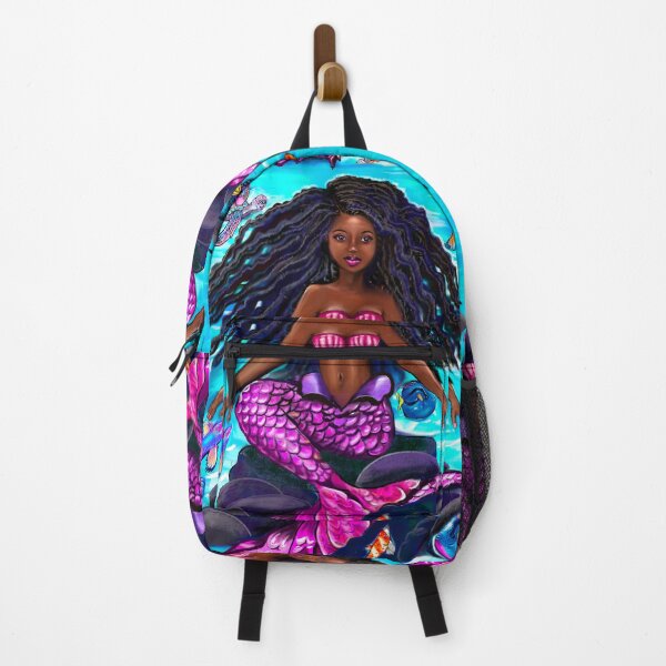 Item preview, Black mermaid with flowing locks , brown eyes Afro hair and caramel brown skin designed and sold by Artonmytee.