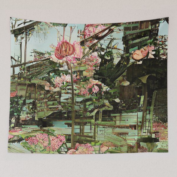 Item preview, Pink and Green Forest Glitch-AI Floral Art designed and sold by BioDigital-Jazz.