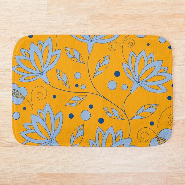 Item preview, Blue Floral Pattern with Orange Background designed and sold by MausieDesigns.