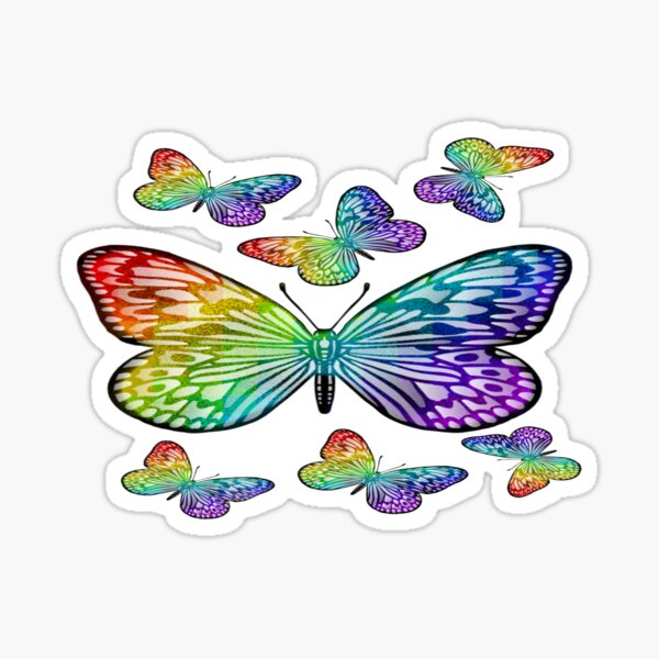 Colorful Rainbow Butterfly Sticker For Sale By Crochetamommy Redbubble 0242