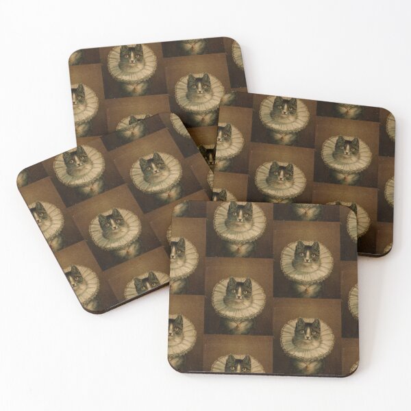 Item preview, Checkered Tabby Cat in Elizabethan Lace Collar Print designed and sold by Elizabeth Szkirpan.