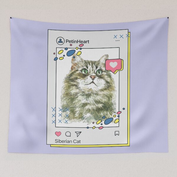 Item preview, Siberian Cat Breed Watercolor Item-46 By PetinHeart designed and sold by PetinHeart.