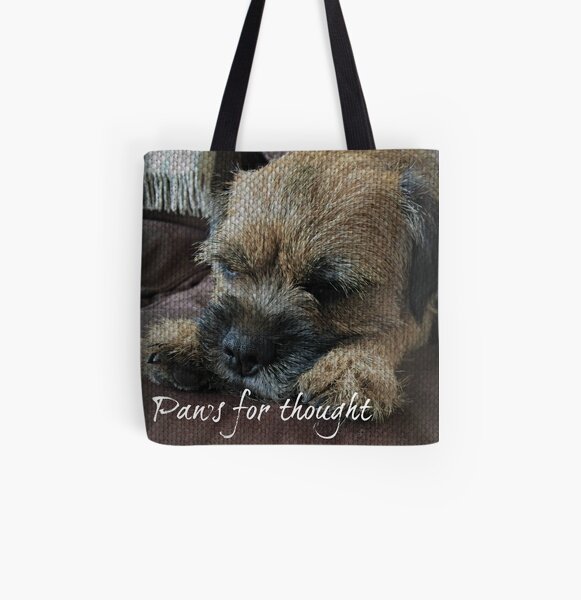 Border Terrier Gifts for Dog Lovers Paws for Thought All Over Print Tote Bag