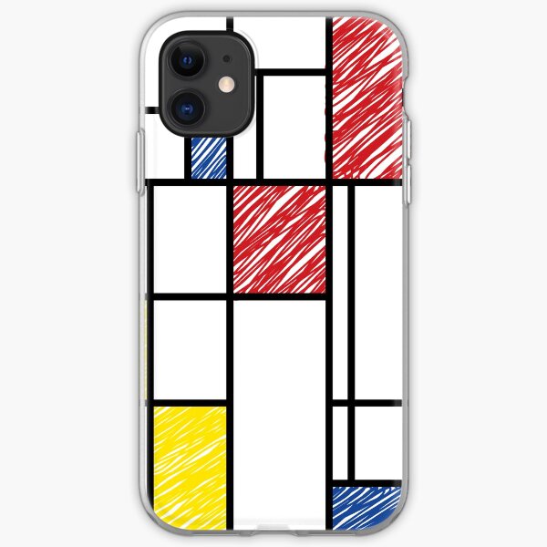 Mondrian Scribbles Minimalist De Stijl Modern Art © fatfatin iPhone Soft Case