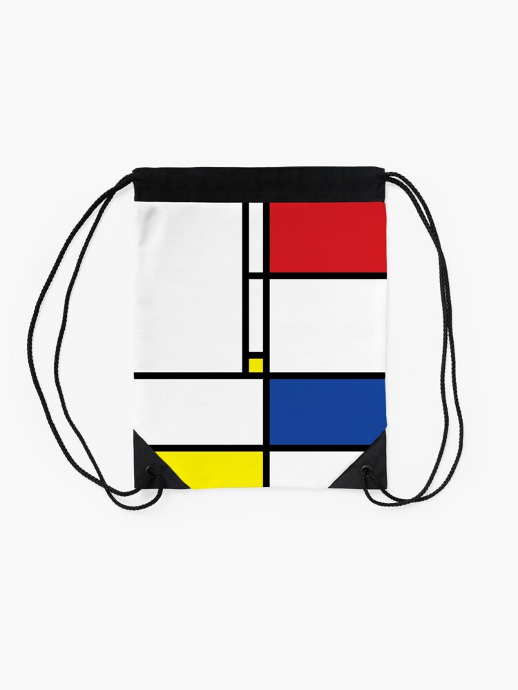 Thumbnail 2 of 3, Drawstring Bag, Mondrian Minimalist De Stijl Modern Art © fatfatin designed and sold by fatfatin.