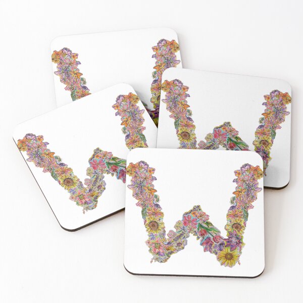 Item preview, W Floral Initial designed and sold by Lenaartist.