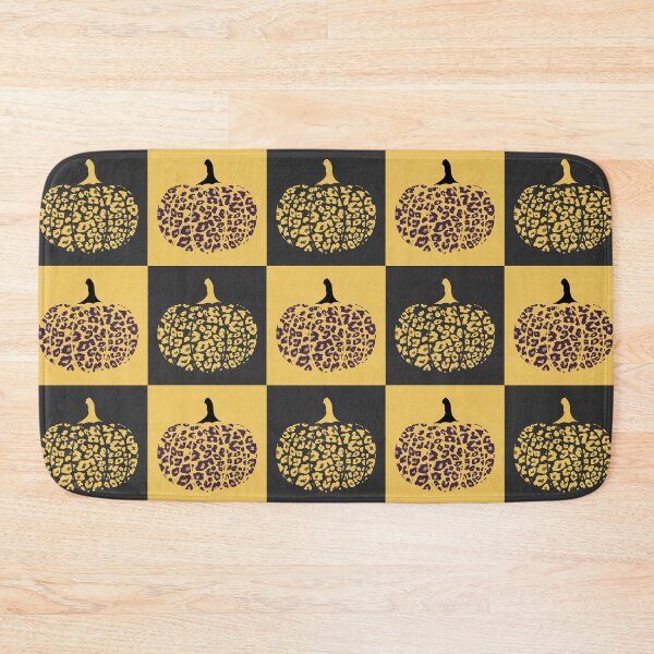 Item preview, Orange and Black Checkered Square Pattern with Leopard Print Pumpkins designed and sold by PearlMoonGrapes.
