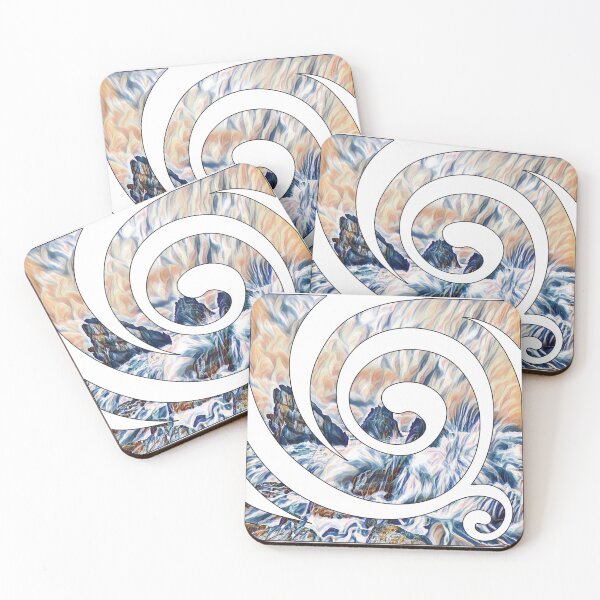 Item preview, Waves Crashing On Rocks Koru Swirl designed and sold by damonasplace.