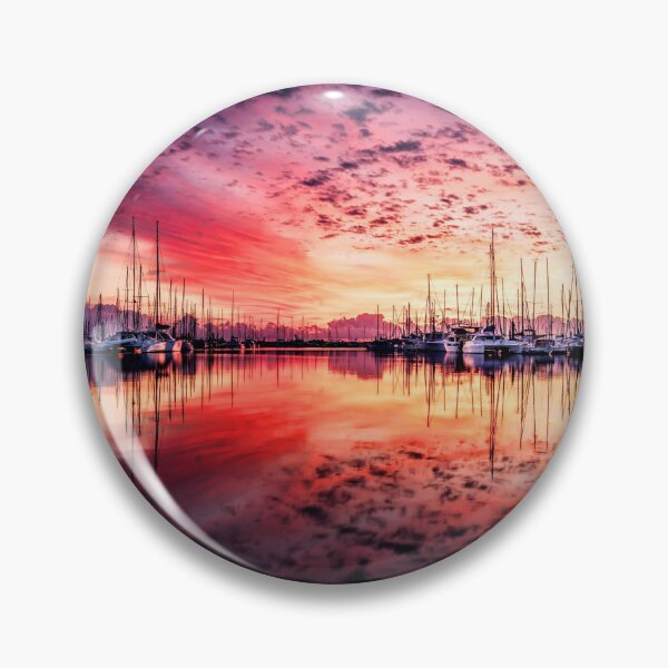 Item preview, MARITIME #3 - Red Sunset and Speckled Clouds Reflected at Marina designed and sold by DEL-Productions.