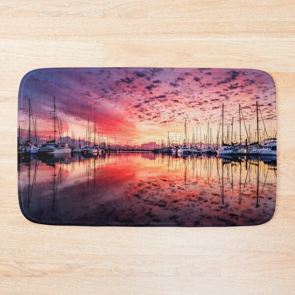 Item preview, MARITIME #3 - Red Sunset and Speckled Clouds Reflected at Marina designed and sold by DEL-Productions.