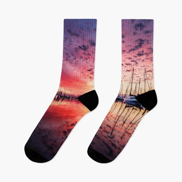 Item preview, MARITIME #3 - Red Sunset and Speckled Clouds Reflected at Marina designed and sold by DEL-Productions.