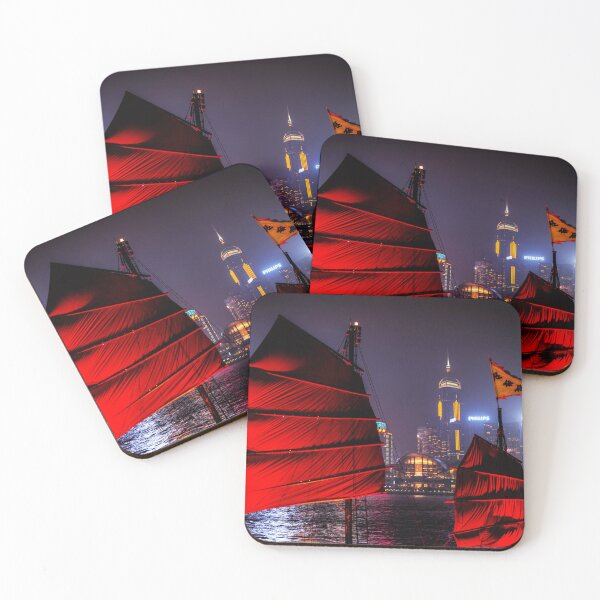 Item preview, MARITIME #6 - Red Junk Sails at Hong Kong Harbor at Nighttime designed and sold by DEL-Productions.