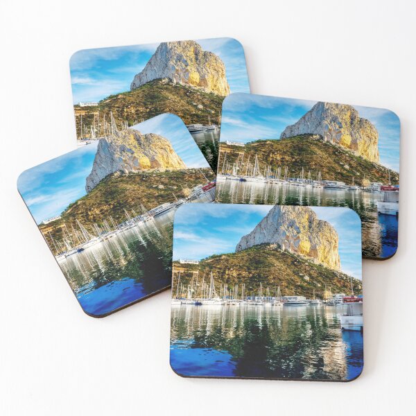 Item preview, MARITIME #7 - Boats Docked at base of Granite Rock Reflected in Water designed and sold by DEL-Productions.