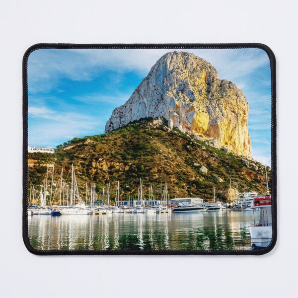 Item preview, MARITIME #7 - Boats Docked at base of Granite Rock Reflected in Water designed and sold by DEL-Productions.