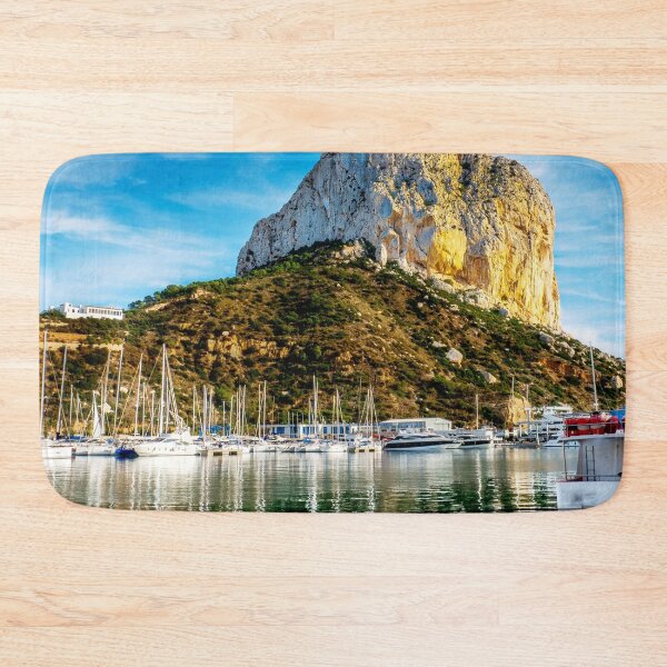 Item preview, MARITIME #7 - Boats Docked at base of Granite Rock Reflected in Water designed and sold by DEL-Productions.