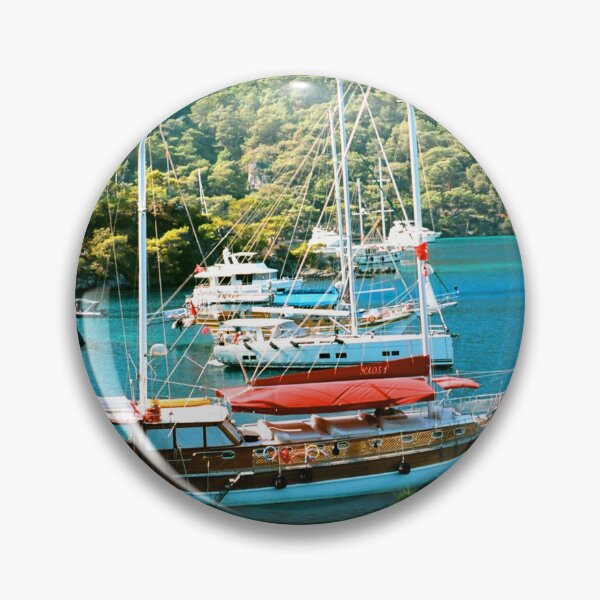 Item preview, MARITIME #11 - Anchored Boats in Cove Surrounded by Lush Hills designed and sold by DEL-Productions.