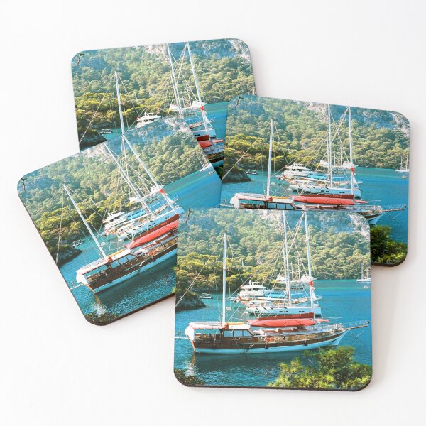 Item preview, MARITIME #11 - Anchored Boats in Cove Surrounded by Lush Hills designed and sold by DEL-Productions.