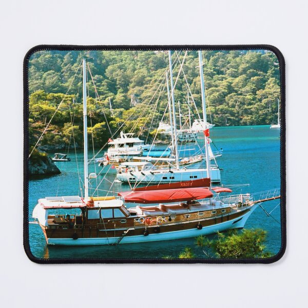Item preview, MARITIME #11 - Anchored Boats in Cove Surrounded by Lush Hills designed and sold by DEL-Productions.
