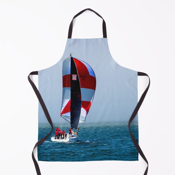 Item preview, MARITIME #19 - Lone Sailboat with Beautiful Red and White Spinnaker Unfurled designed and sold by DEL-Productions.