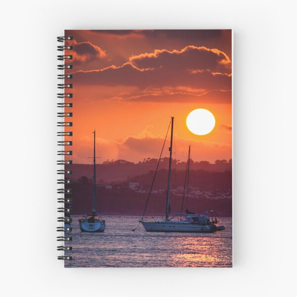 Item preview, MARITIME #20 - Large Orange Sunset Bathing Sailboats Anchored designed and sold by DEL-Productions.