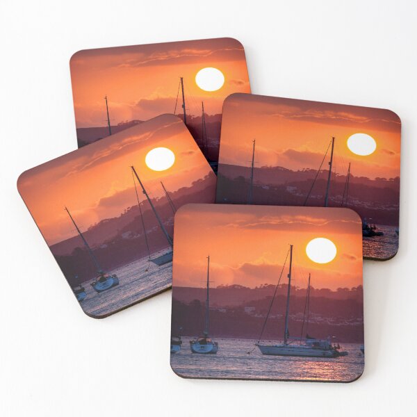 Item preview, MARITIME #20 - Large Orange Sunset Bathing Sailboats Anchored designed and sold by DEL-Productions.