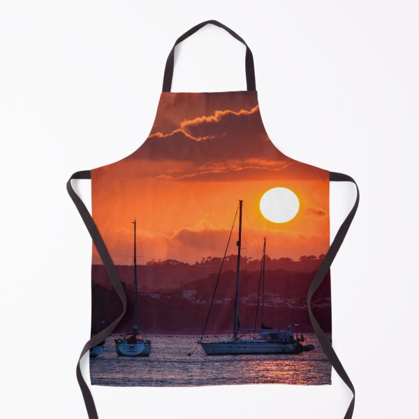 Item preview, MARITIME #20 - Large Orange Sunset Bathing Sailboats Anchored designed and sold by DEL-Productions.