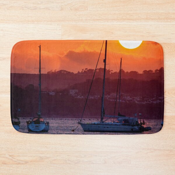 Item preview, MARITIME #20 - Large Orange Sunset Bathing Sailboats Anchored designed and sold by DEL-Productions.