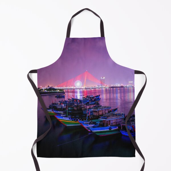 Item preview, MARITIME #21 - Multi-Colored Boat Hulls on Nighttime Beautiful Bay designed and sold by DEL-Productions.