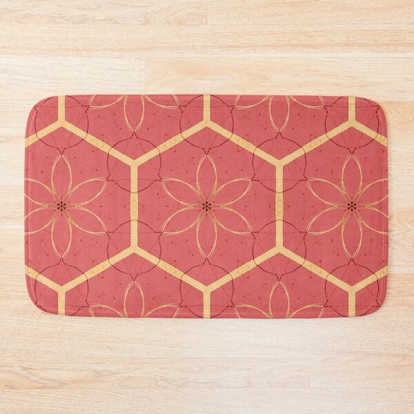 Item preview, Golden Red Hexagon Bloom Abstract Geometric Art designed and sold by ArticLotusShop.