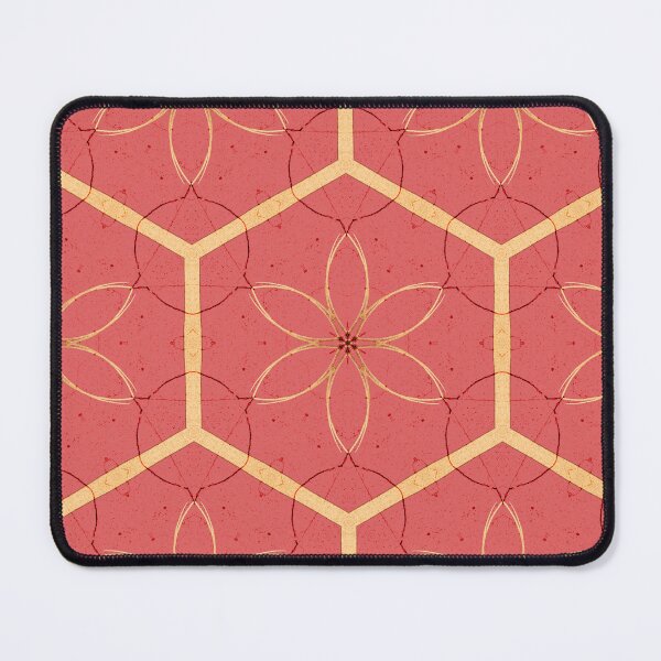 Item preview, Golden Red Hexagon Bloom Abstract Geometric Art designed and sold by ArticLotusShop.