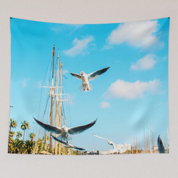 Item preview, MARITIME #23 - Seagulls Flying by Sailboat Masts designed and sold by DEL-Productions.