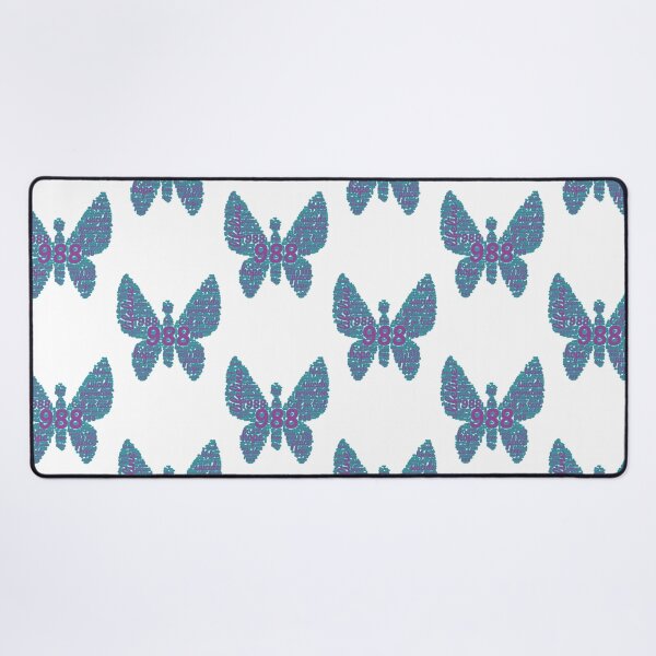 Item preview, 988 Suicide Prevention Lifeline Butterfly shaped word cloud in purple and teal designed and sold by JoyOfHopeStore.